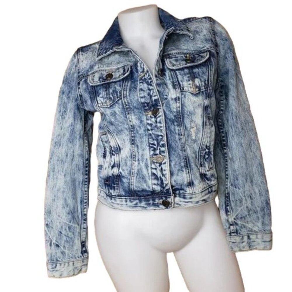 REWASH DISTRESSED DENIM JEAN JACKET SIZE MEDIUM